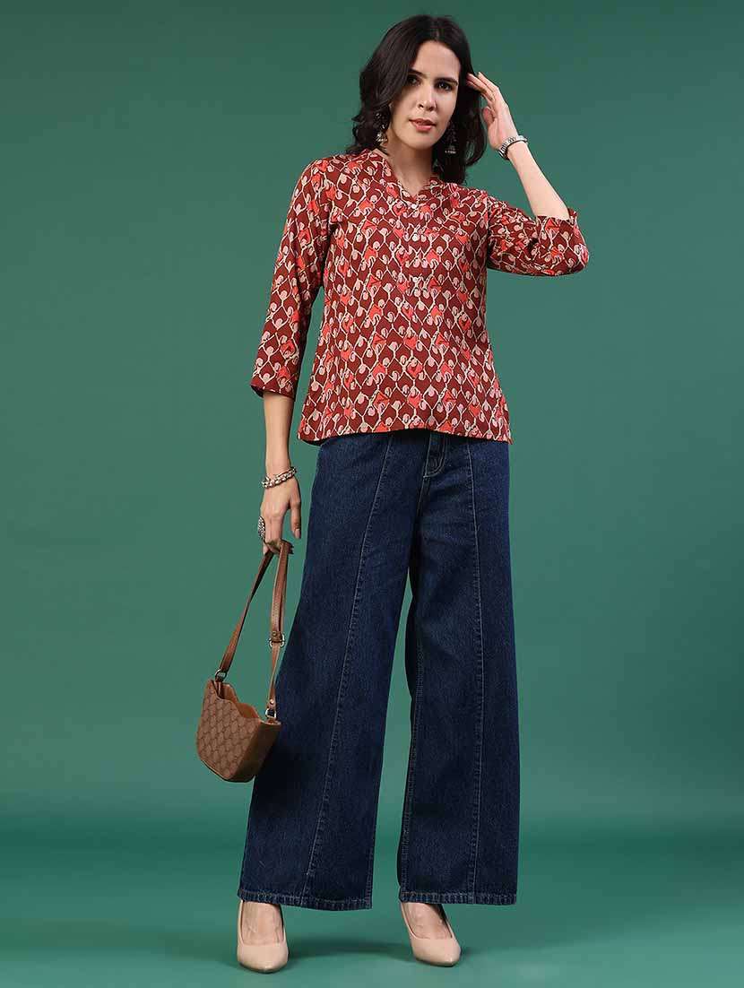 women red rayon straight kurti - 22293227 -  Standard Image - 5