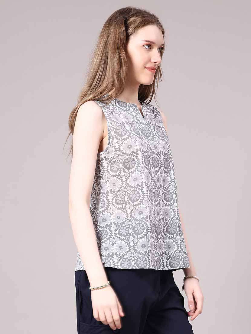 women grey cotton straight kurti - 22293231 -  Standard Image - 3