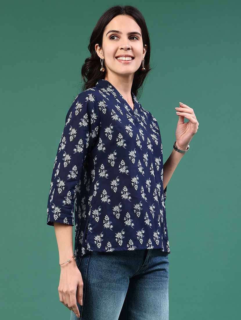 women blue cotton straight kurti - 22293242 -  Standard Image - 3