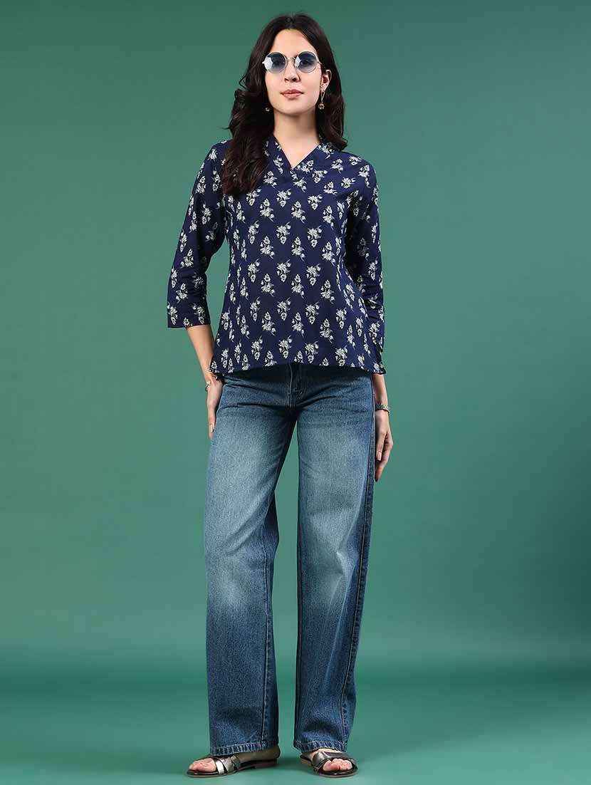 women blue cotton straight kurti - 22293242 -  Standard Image - 5