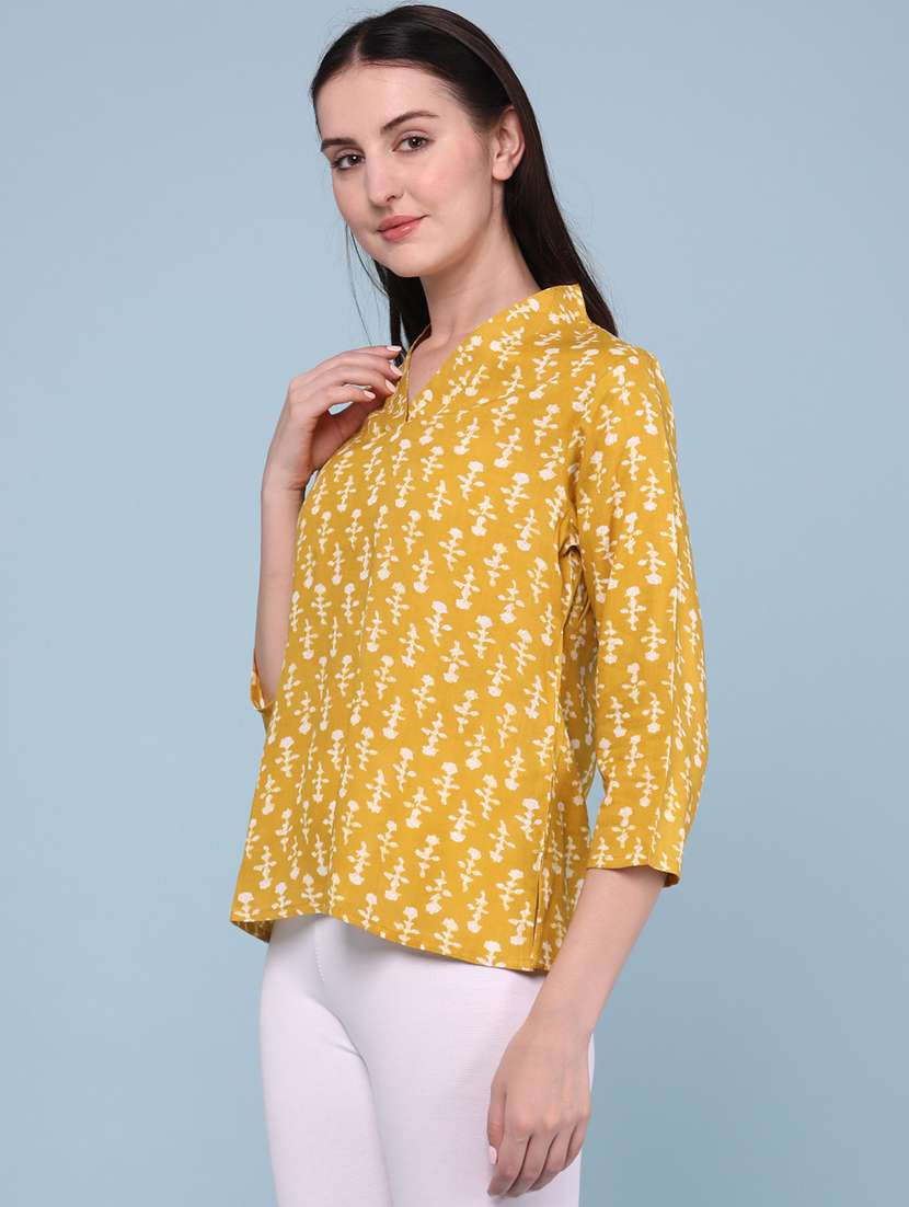 women printed three quarter sleeves regular top - 22293243 -  Standard Image - 3