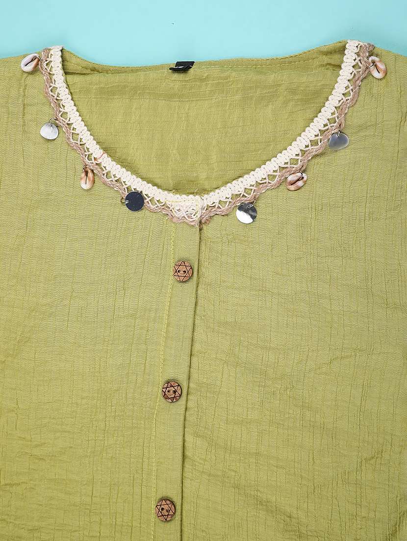 girls solid three quarter sleeve top - 22293245 -  Standard Image - 3