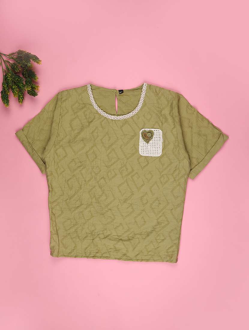 girls self designed short sleeve top