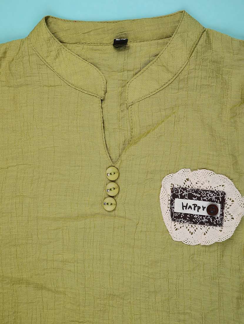 girls solid three quarter sleeve top - 22293303 -  Standard Image - 3