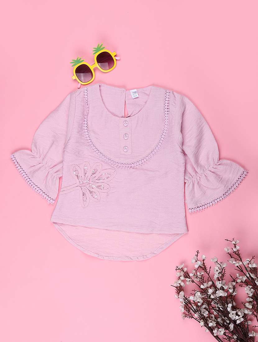 girls embellished bell sleeve top