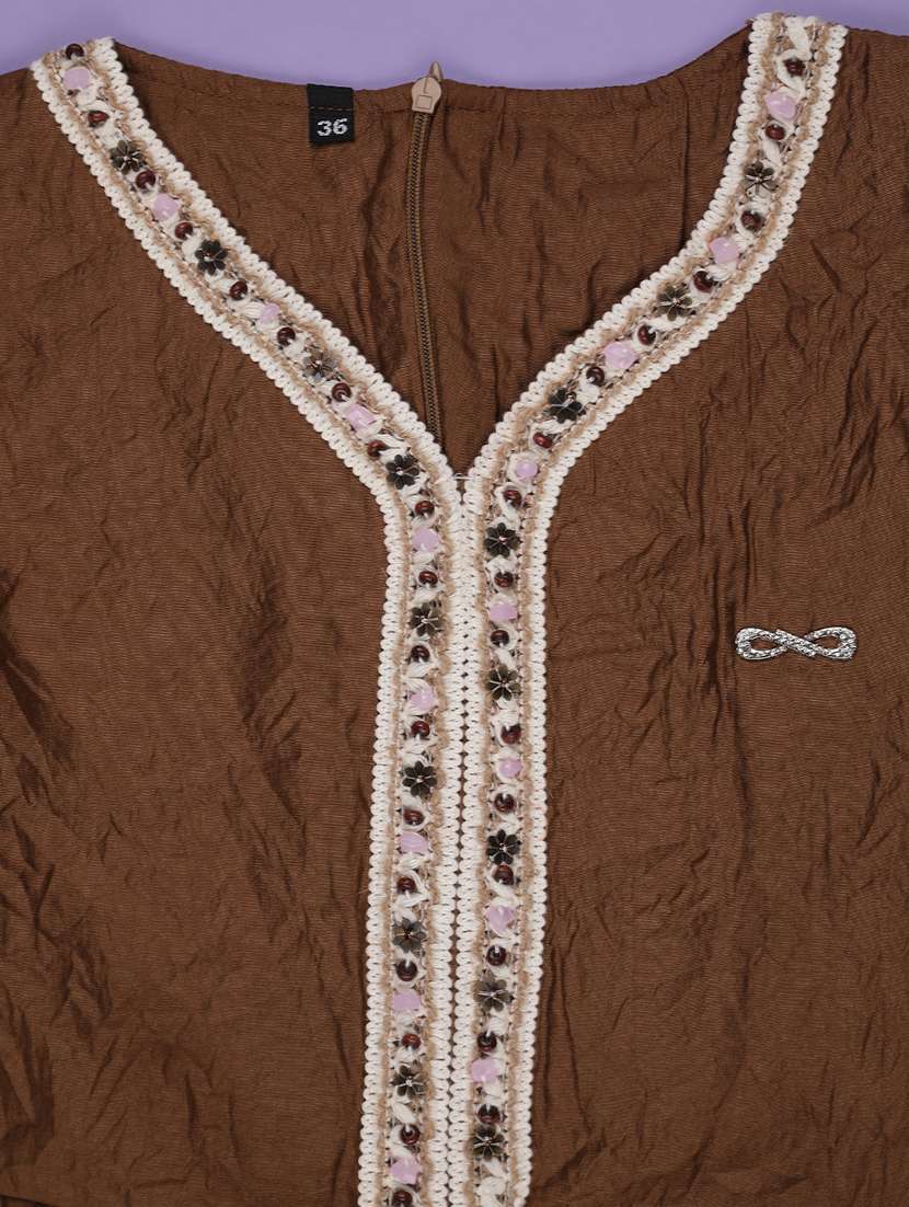 girls solid three quarter sleeve top - 22293329 -  Standard Image - 3