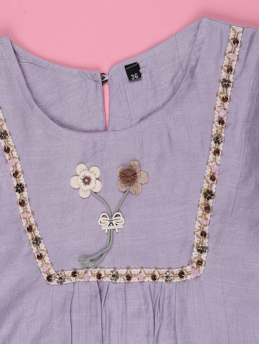 girls self designed three quarter sleeve top - 22293337 -  Standard Image - 3