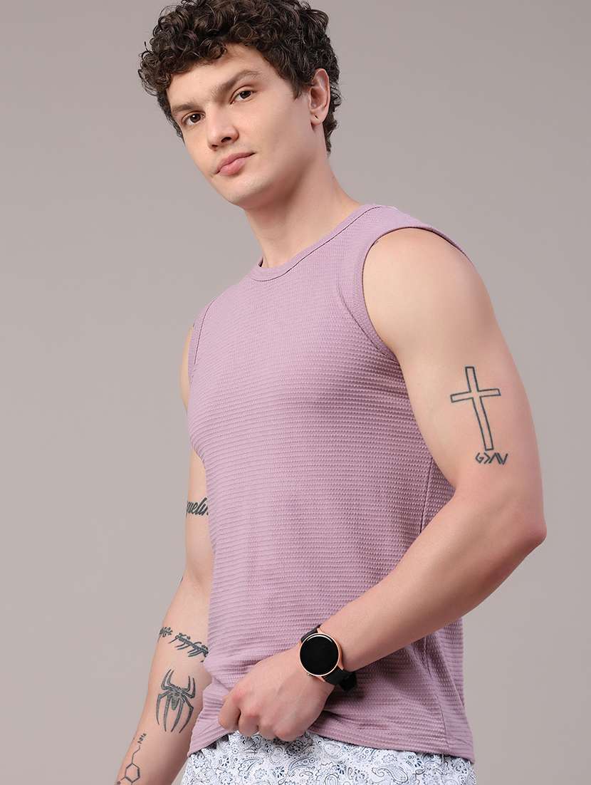 men textured sleeveless slim fit t-shirt - 22293391 -  Standard Image - 3