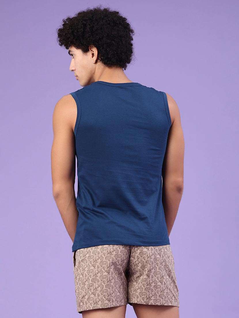 men typographic sleeveless slim fit t-shirt - 22293392 -  Standard Image - 3