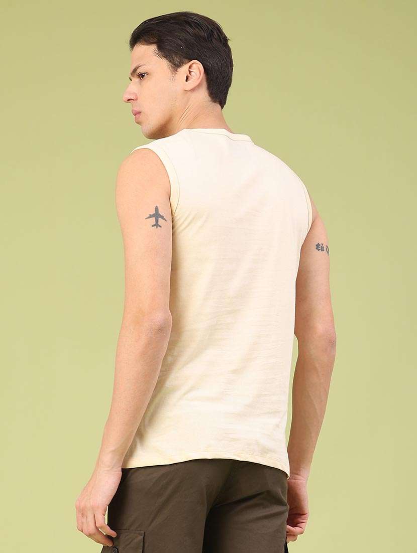 men typographic sleeveless slim fit t-shirt - 22293393 -  Standard Image - 3