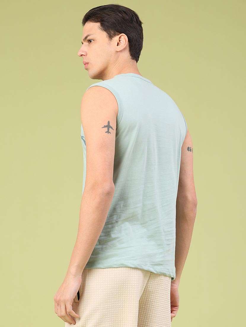 men printed sleeveless slim fit t-shirt - 22293394 -  Standard Image - 3