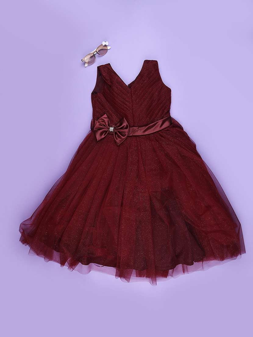 girls self designed sleeveless flared frock