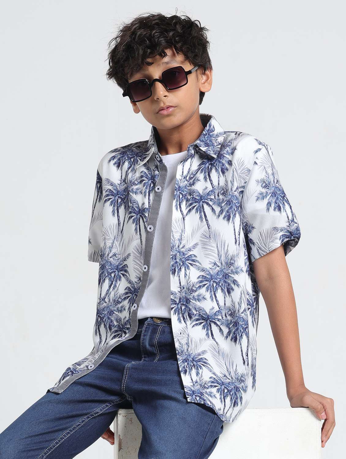 boys printed short sleeve casual shirt