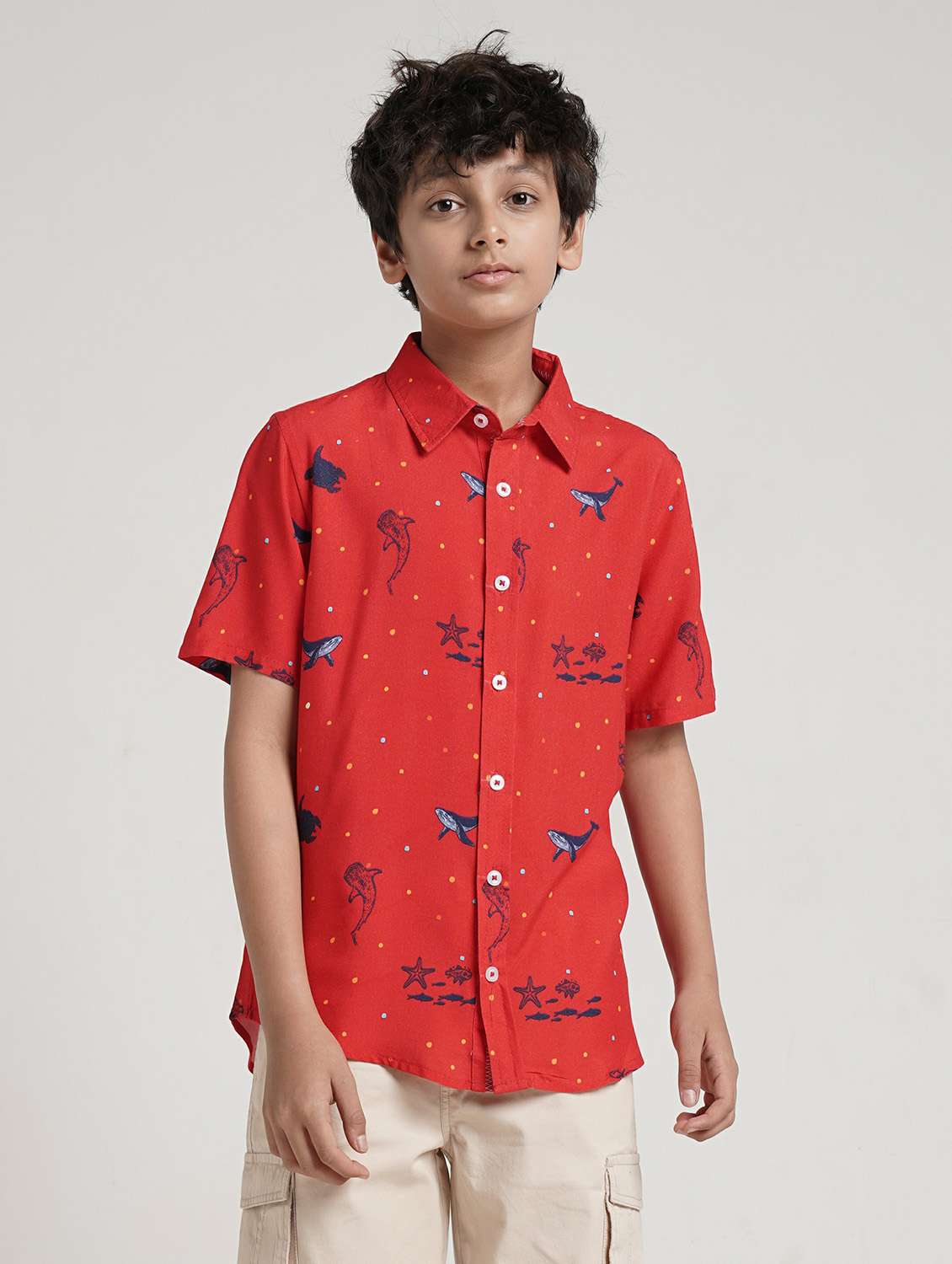 red cotton shirt