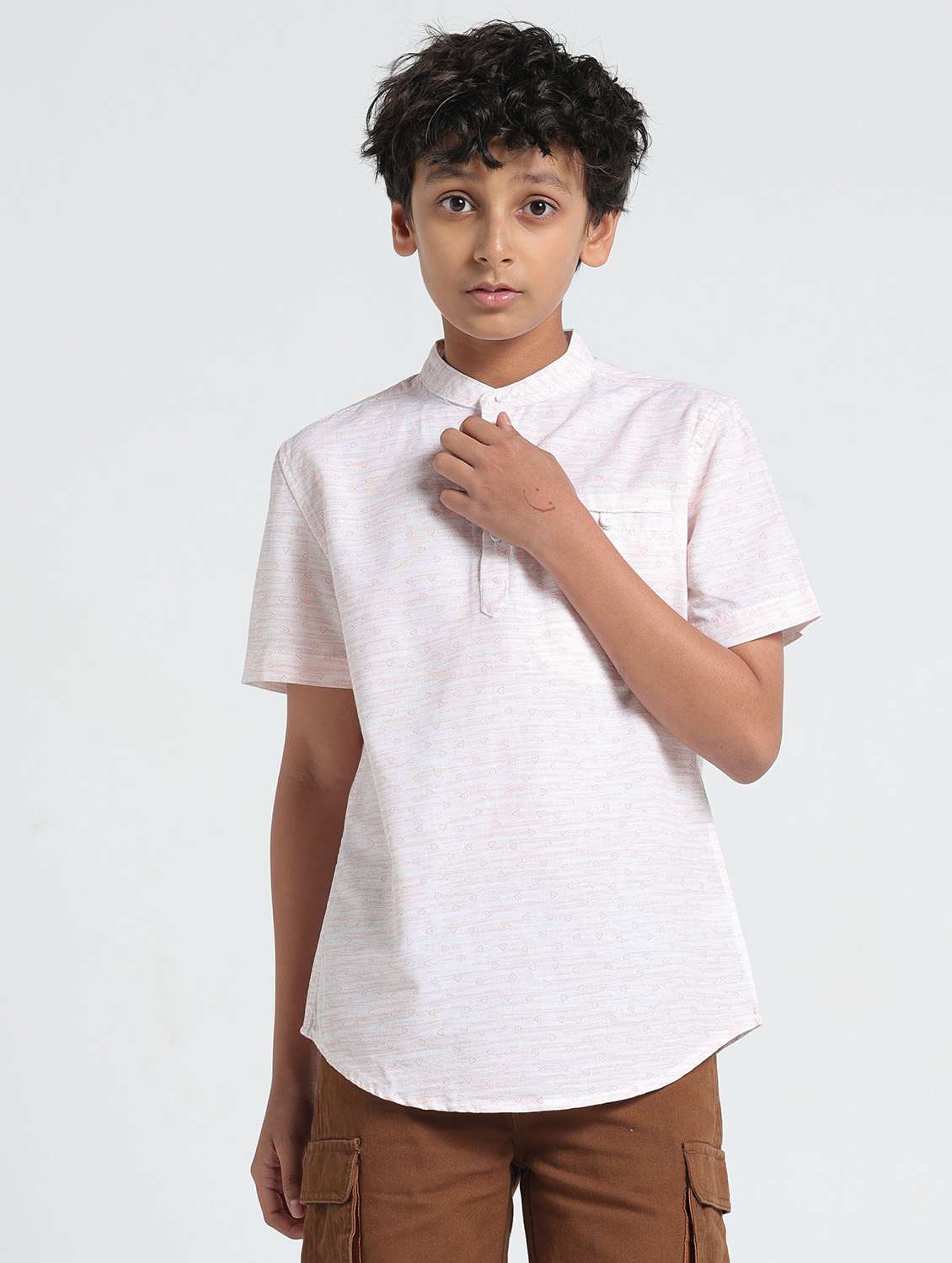boys self designed short sleeve kurta