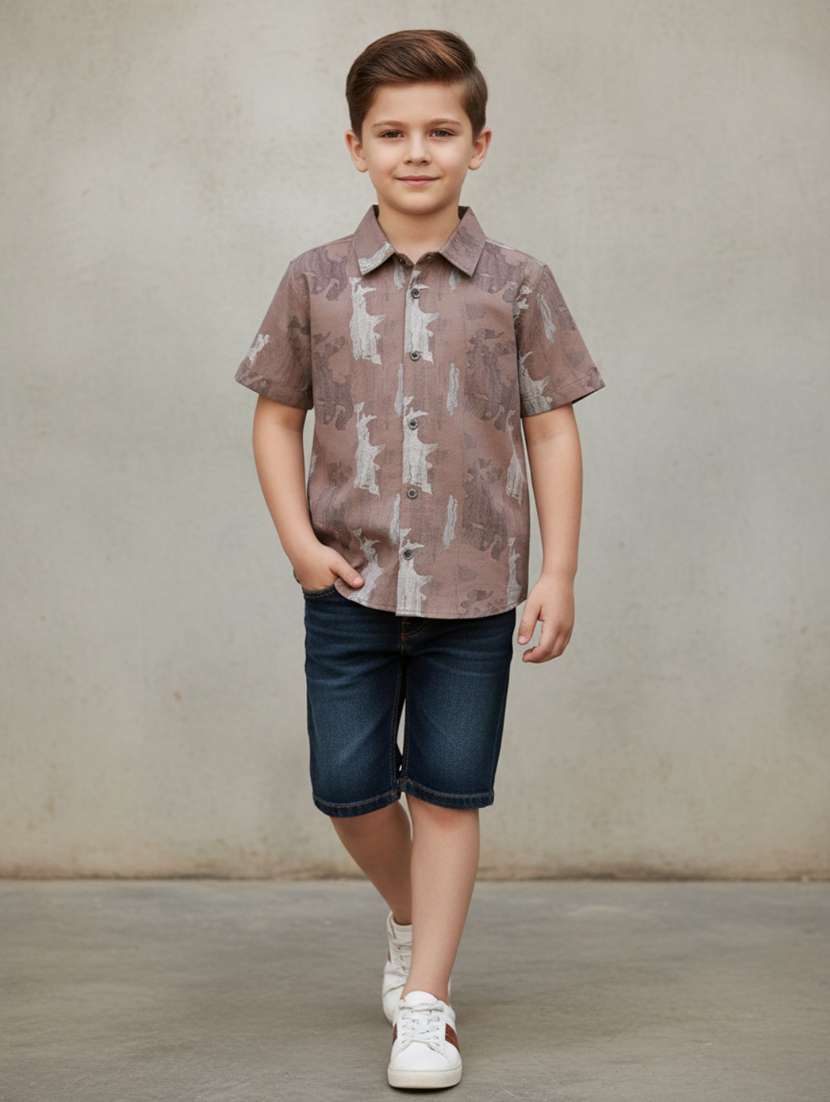 boys printed short sleeves casual shirt