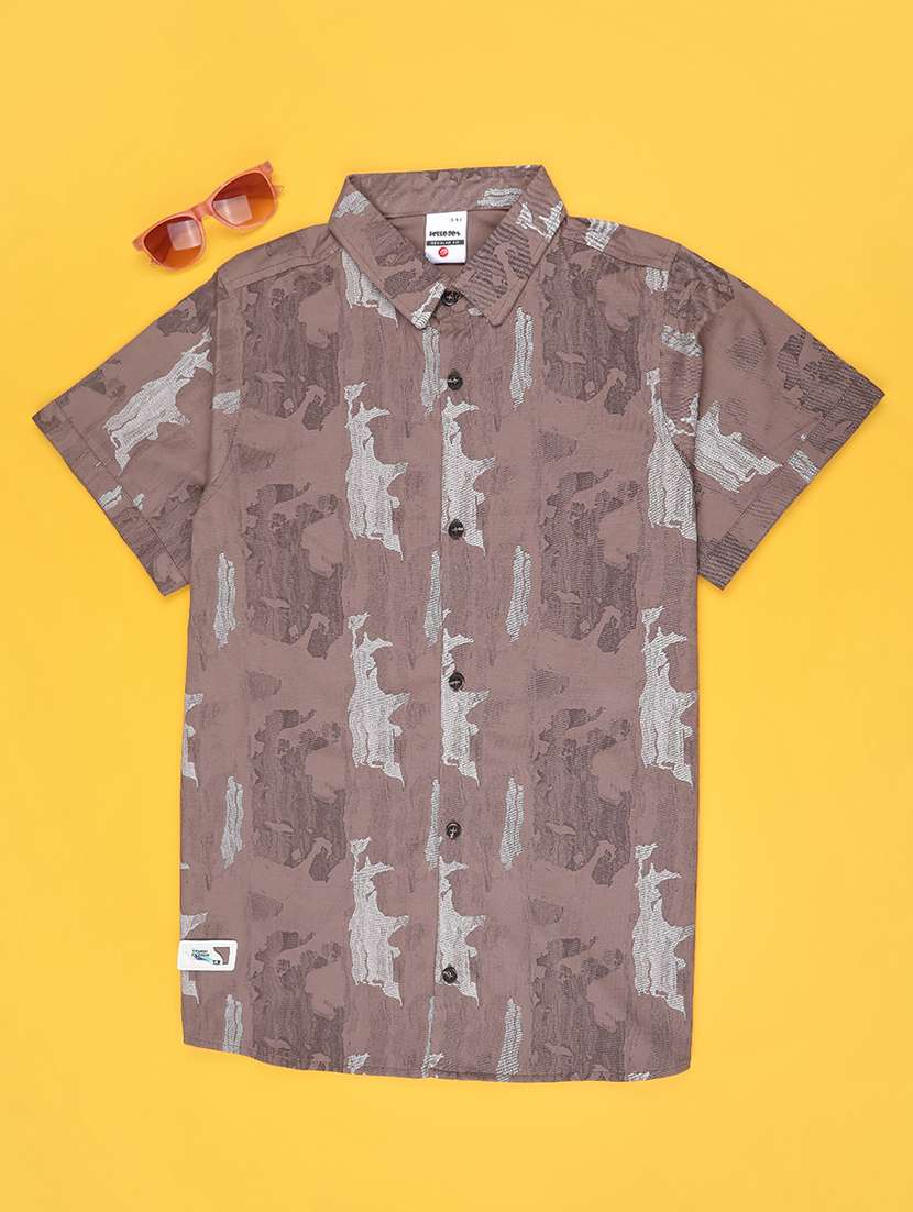 boys printed collared short sleeve shirt
