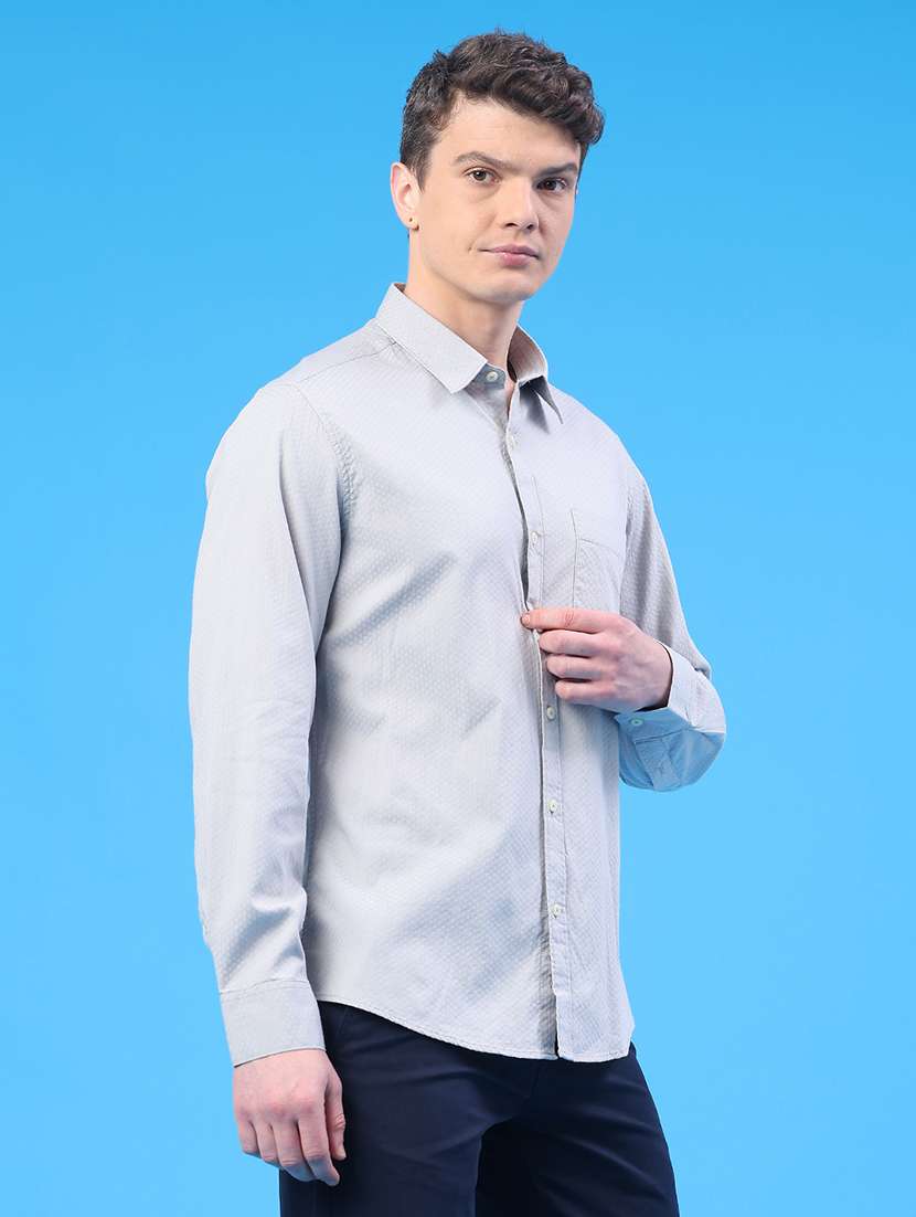 men self design long sleeve slim fit casual shirt - 22293484 -  Standard Image - 3