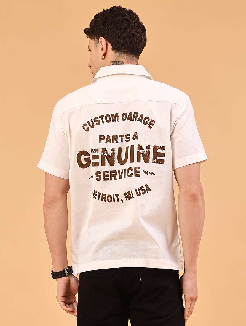 men off white cotton casual shirt