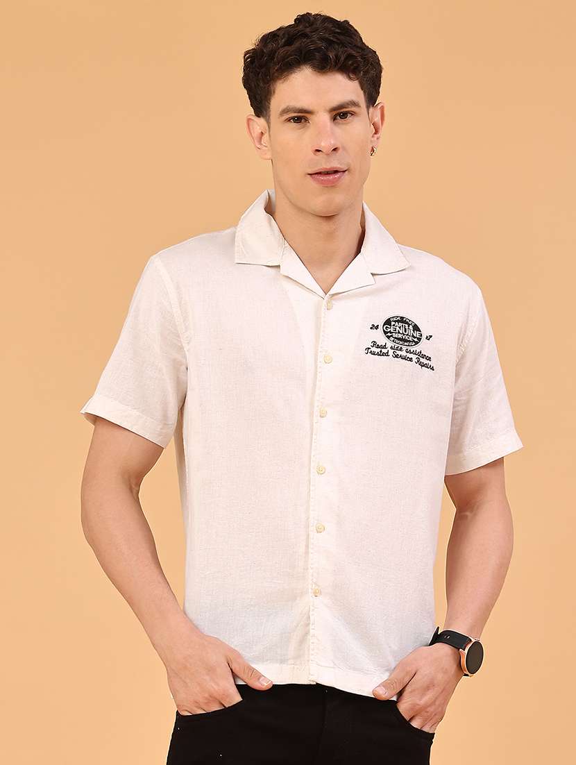 men off white cotton casual shirt - 22293505 -  Standard Image - 3