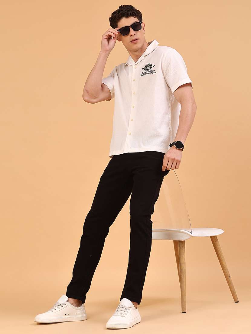 men off white cotton casual shirt - 22293505 -  Standard Image - 5