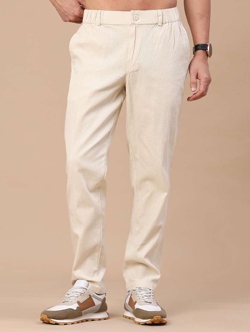 men solid mid rise regular fit chinos