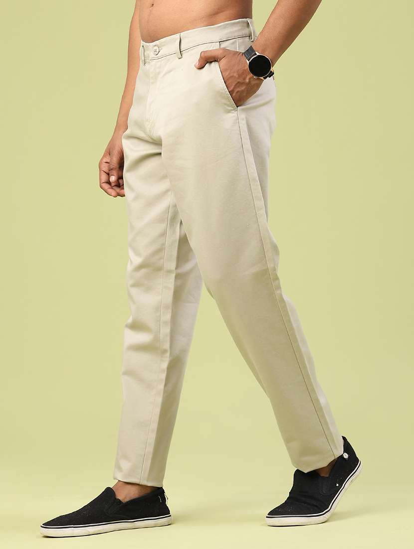 men solid mid rise chinos casual trouser - 22293560 -  Standard Image - 3