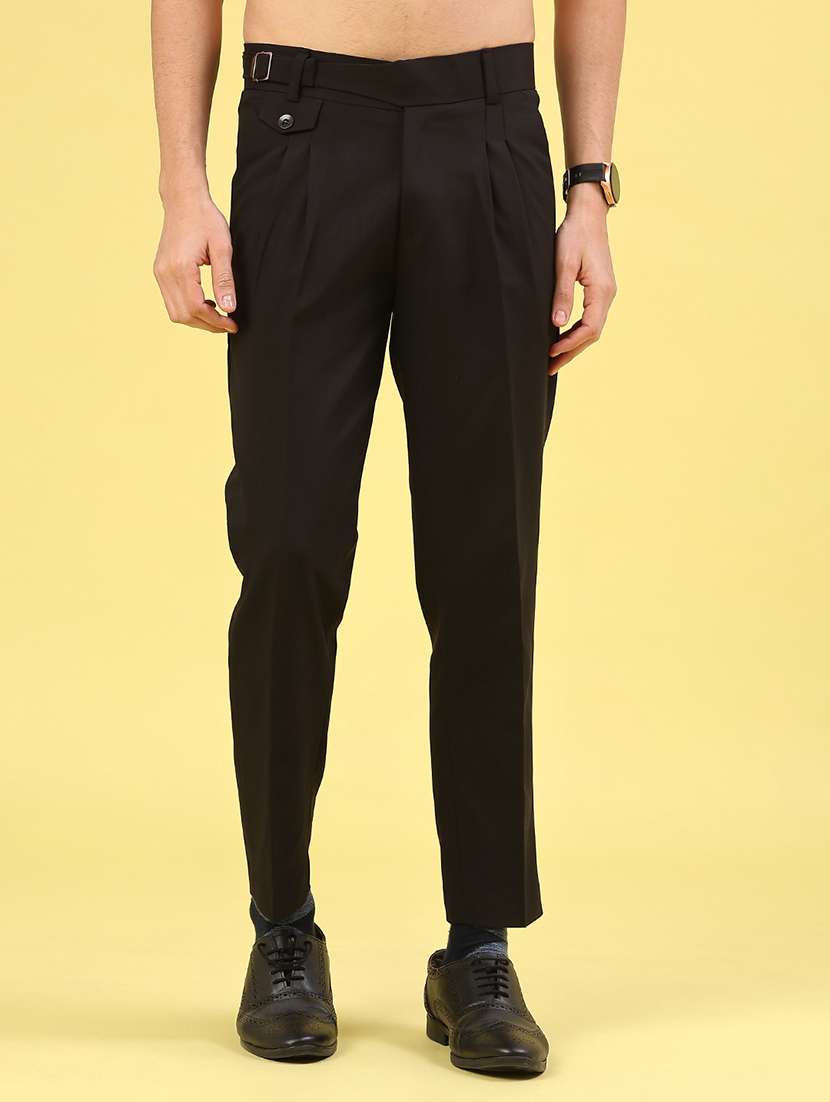 black cotton pleated trousers formal