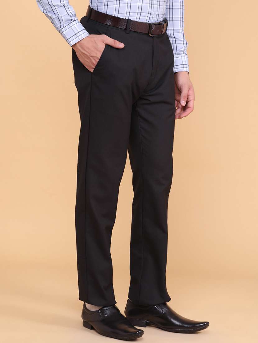 men solid mid rise regular fit trouser - 22293599 -  Standard Image - 3