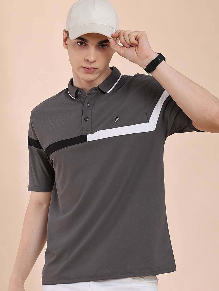 men taped short sleeves polo t-shirt