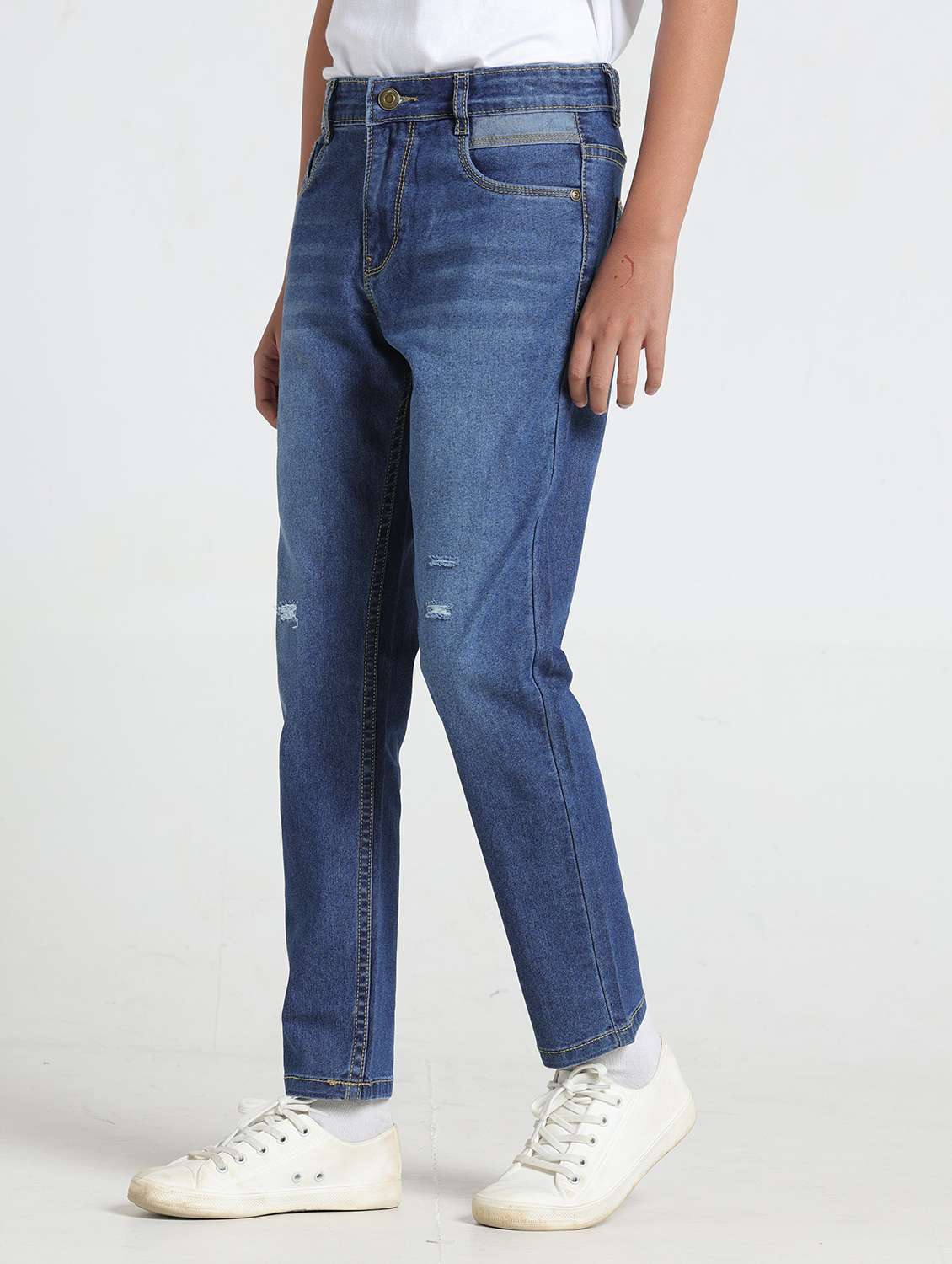 boys distressed mid rise straight fit jean