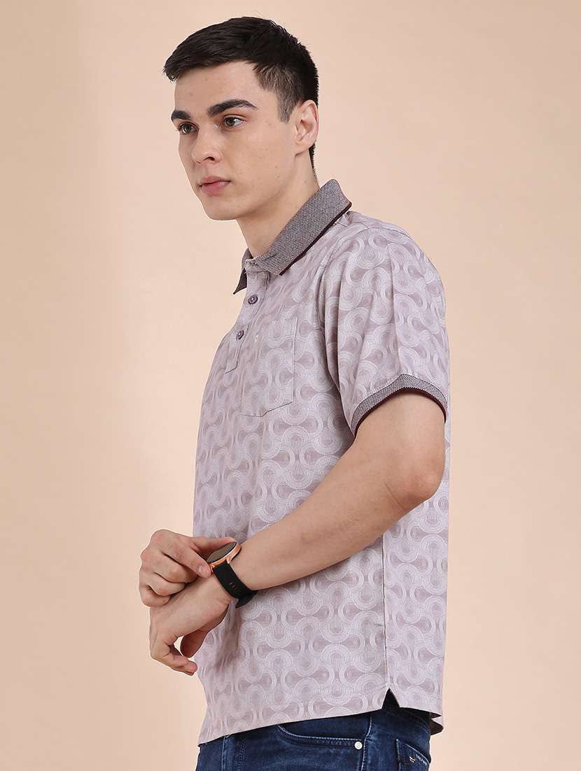 men printed short sleeve slim fit polo t-shirt - 22293635 -  Standard Image - 3