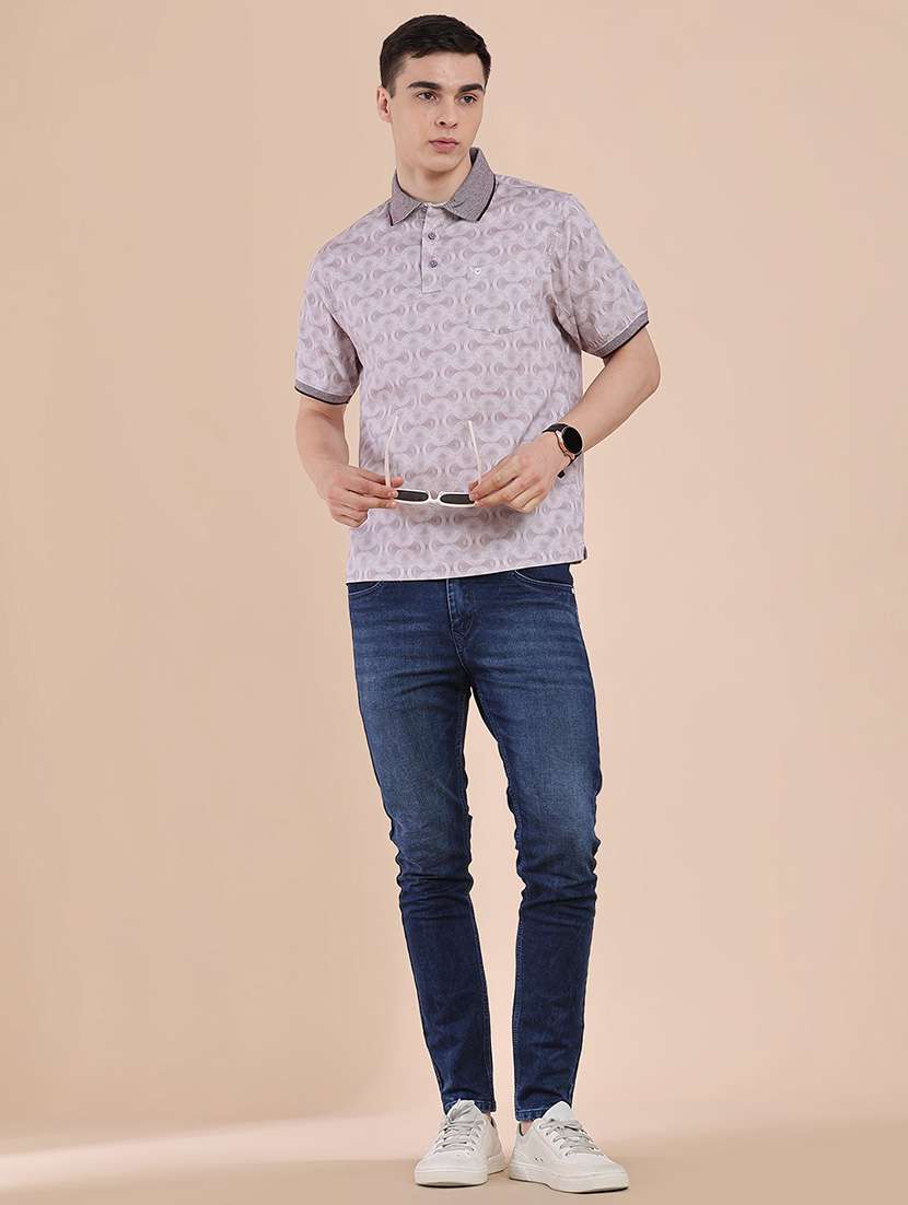 men printed short sleeve slim fit polo t-shirt - 22293635 -  Standard Image - 5