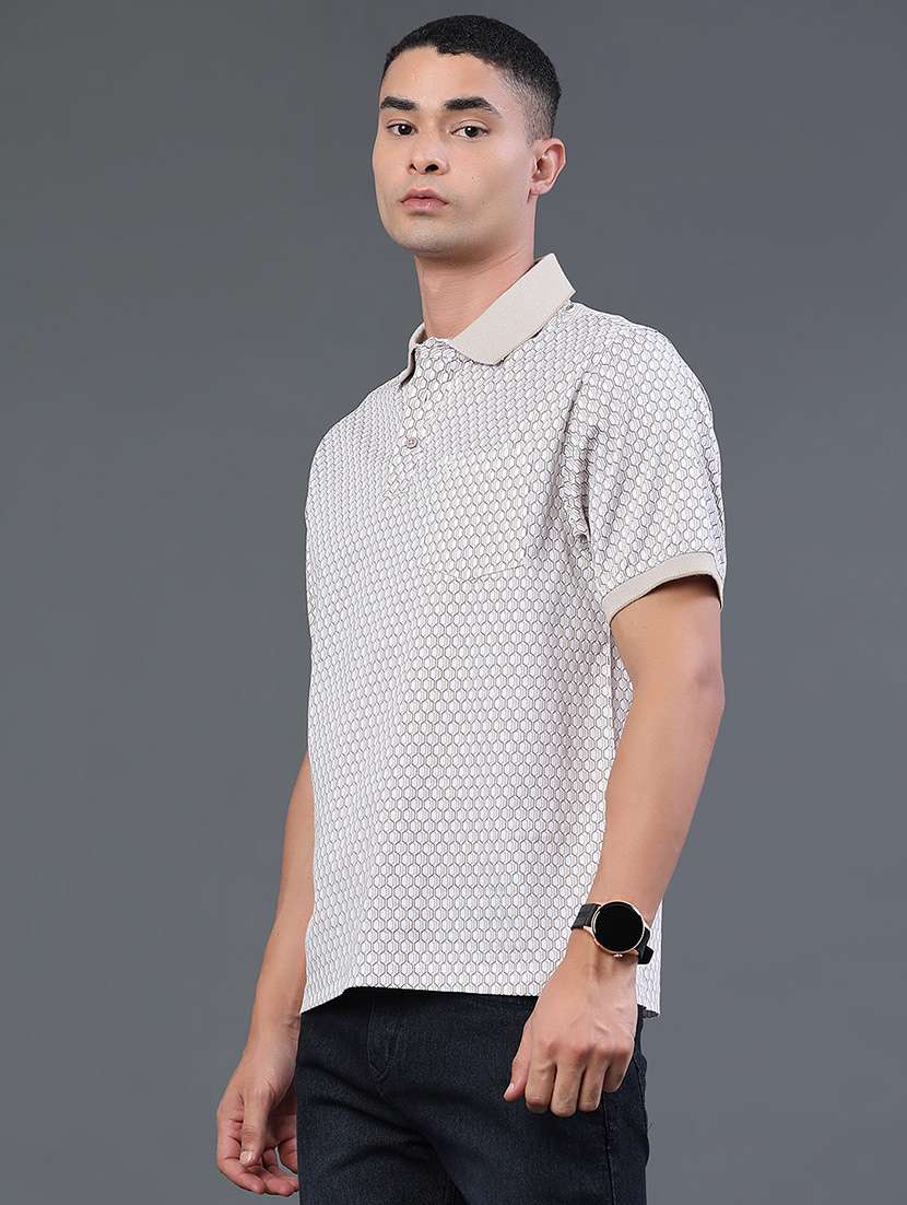 men printed short sleeve slim fit polo t-shirt - 22293636 -  Standard Image - 3