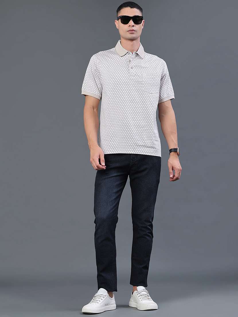men printed short sleeve slim fit polo t-shirt - 22293636 -  Standard Image - 5