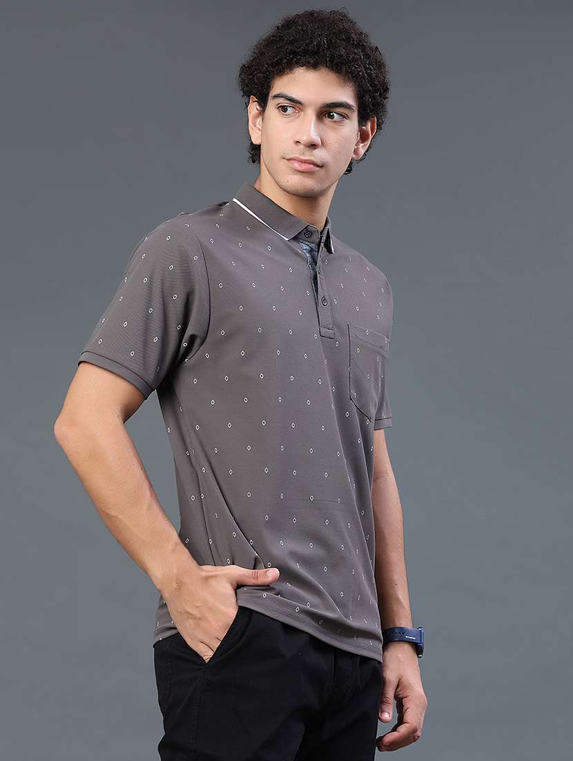 Men Printed Short Sleeve Slim Fit Polo T-shirt - 22293668 -  Standard Image - 3