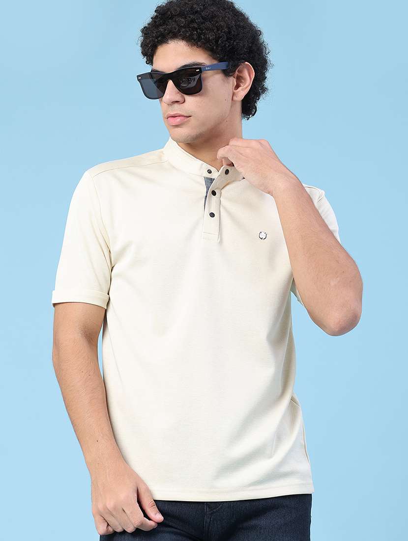 men solid short sleeves regular fit t-shirt