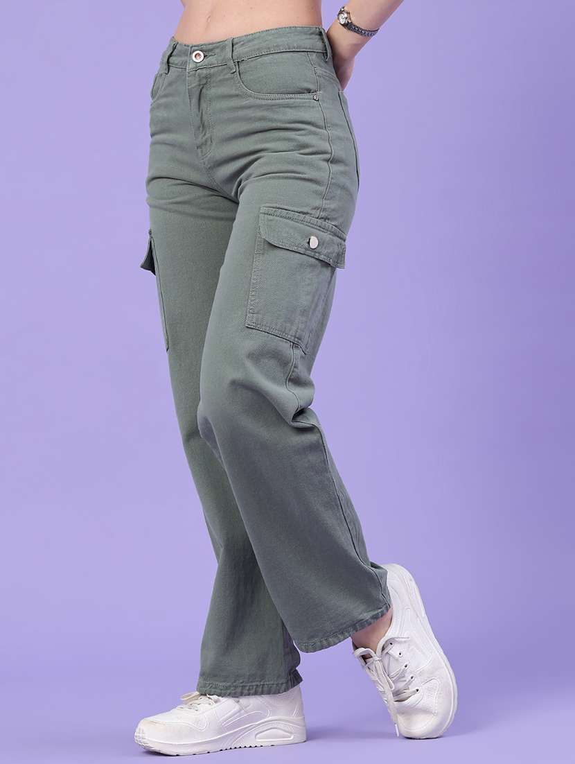 women solid mid rise regular fit cargo pant - 22293699 -  Standard Image - 3