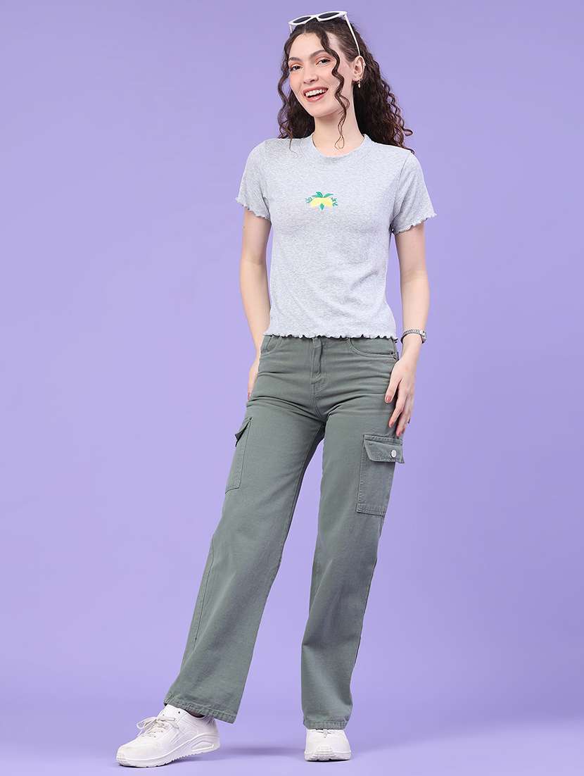 women solid mid rise regular fit cargo pant - 22293699 -  Standard Image - 5