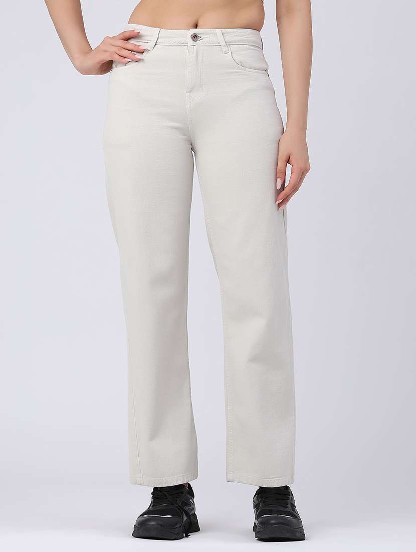 omen solid high rise straight fit jeans