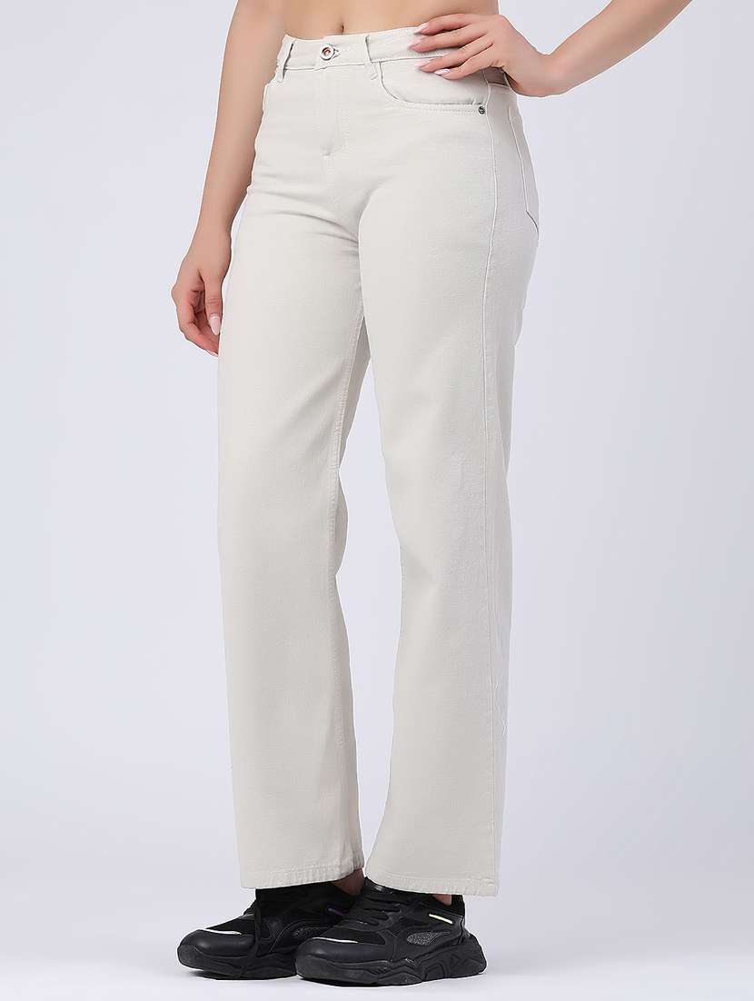 omen solid high rise straight fit jeans - 22293707 -  Standard Image - 3