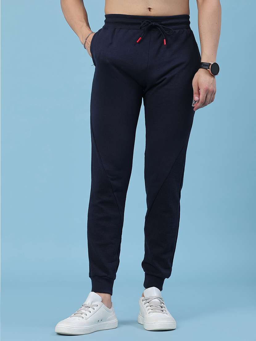 men solid mid rise regular fit jogger