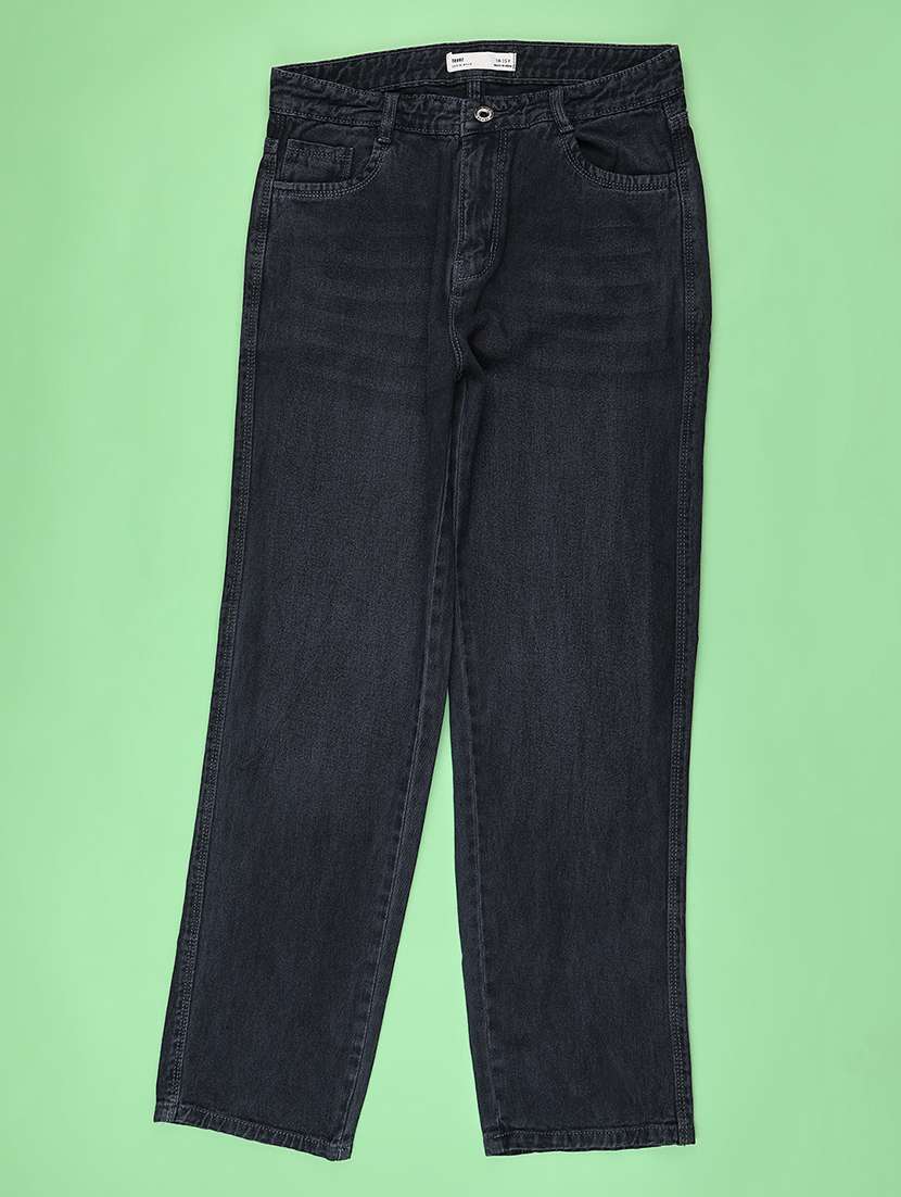 girls solid mid rise straight jeans