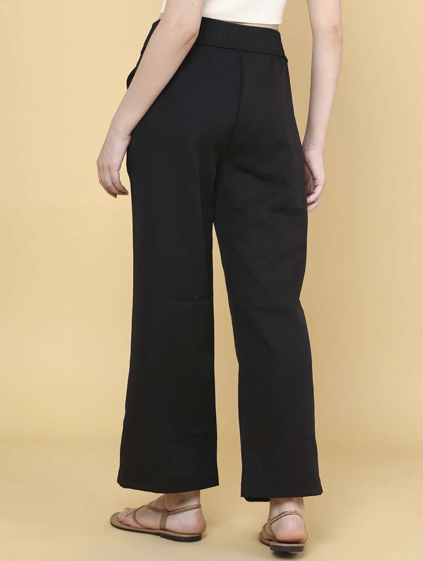 Women Solid Mid-rise Palazzo - 22293835 -  Standard Image - 3