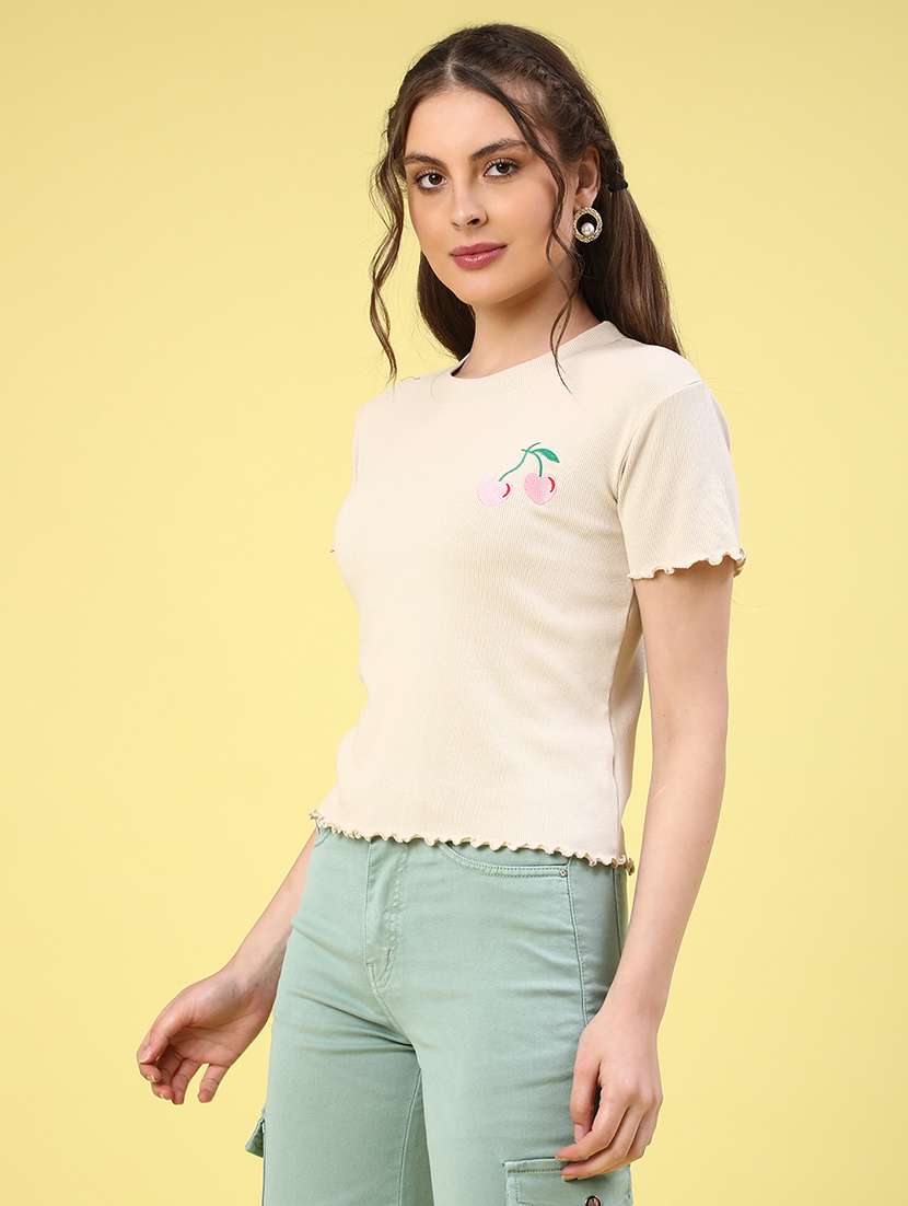 beige cotton regular top - 22293857 -  Standard Image - 3