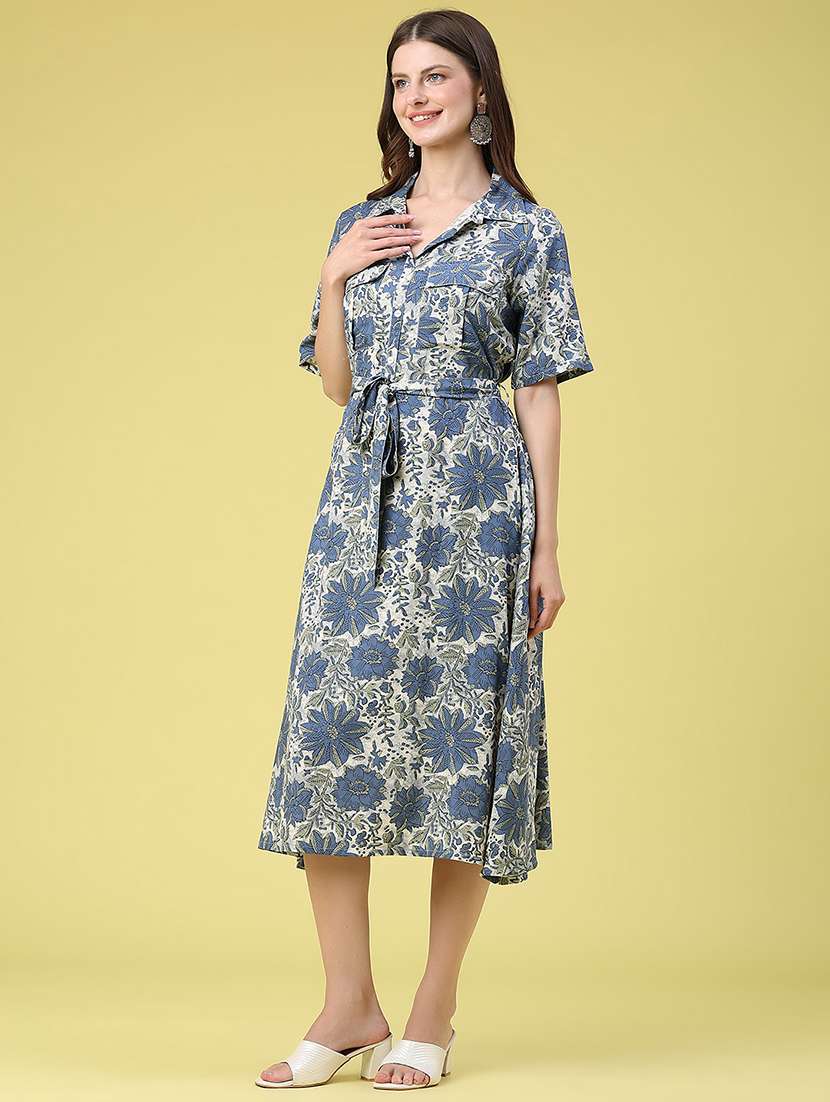 women printed short sleeves a-line dress - 22293872 -  Standard Image - 3