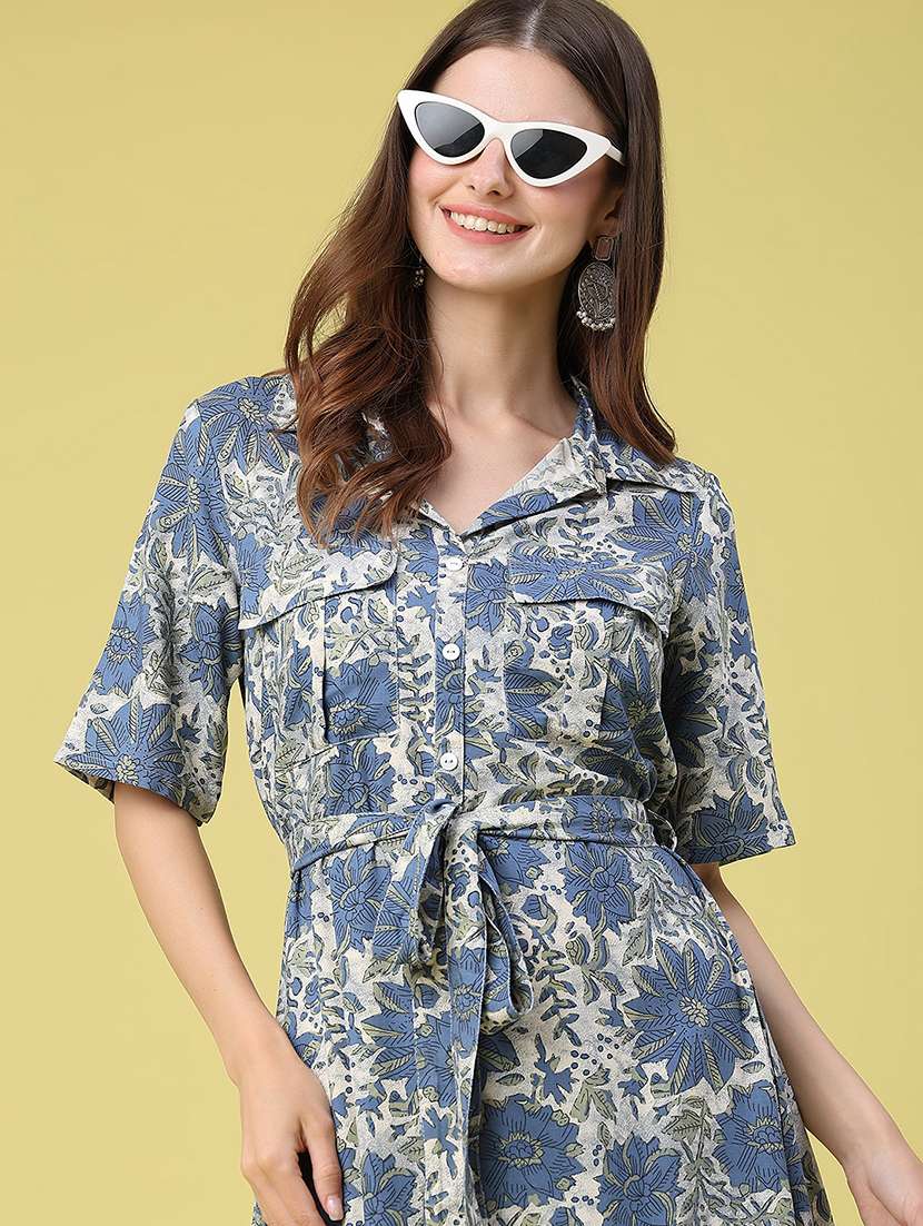 women printed short sleeves a-line dress - 22293872 -  Standard Image - 5
