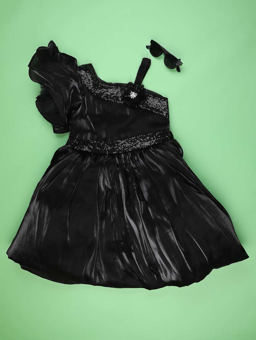 girls self designed sleeveless flared frock