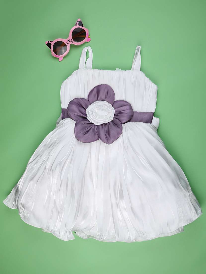 girls self designed sleeveless flared frock