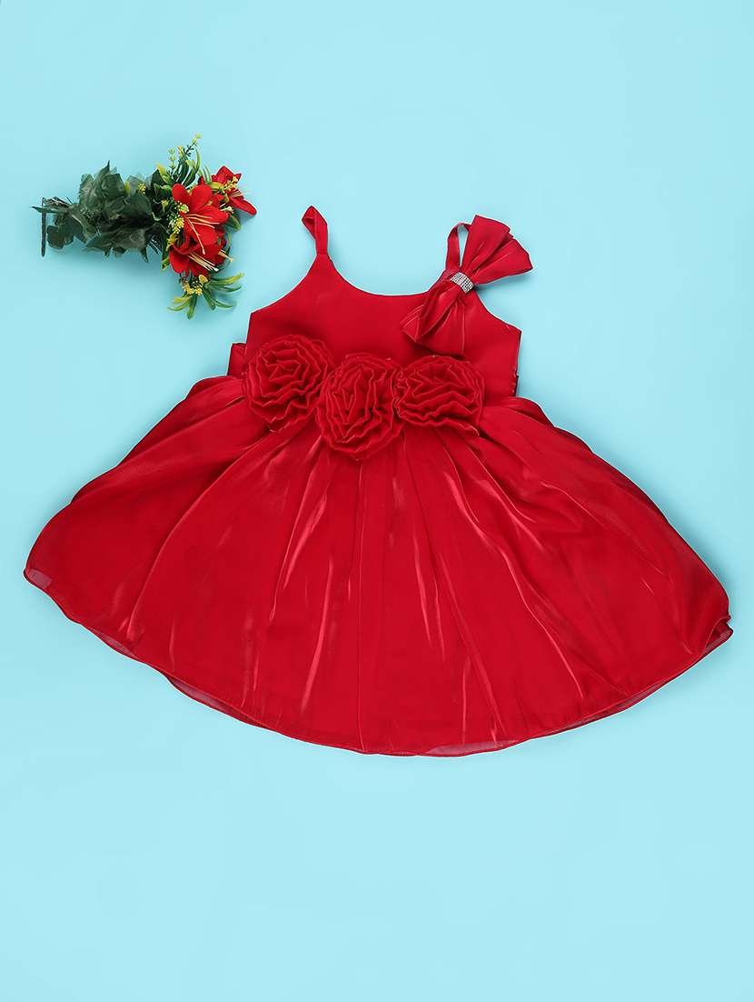 girls self designed sleeveless flared frock
